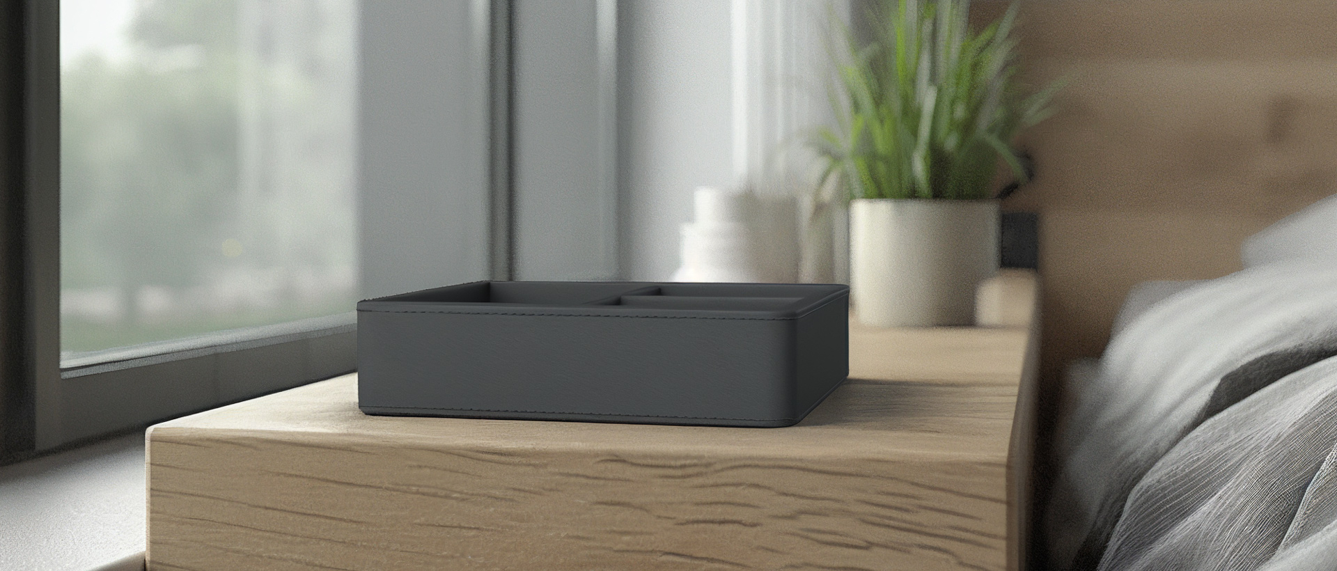 plateau d'accueil noir mat pour hotel