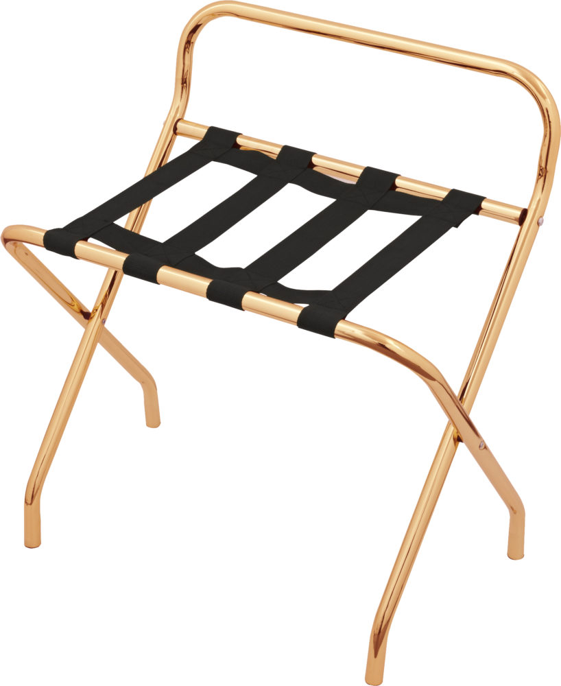 Luggage rack copper colored metal with back