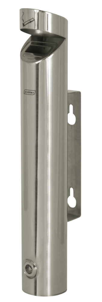 ASHTRAY tubular wall-mounted stainless steel with 1.7L roof