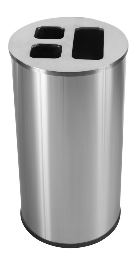 Brushed stainless steel waste sorting bin 60 L/qt