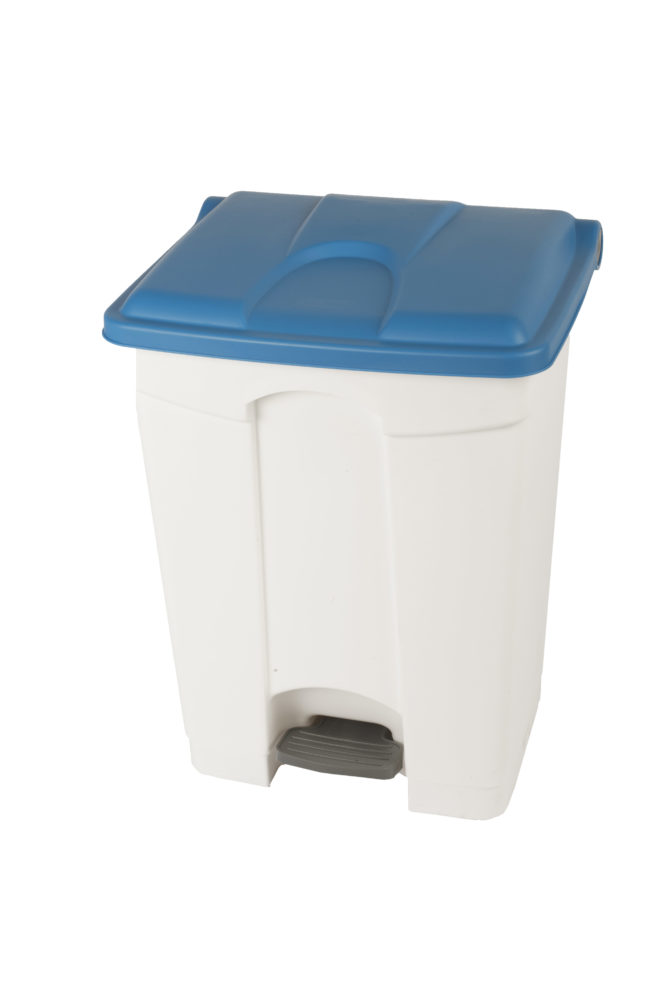 White plastic container 70L blue lid
