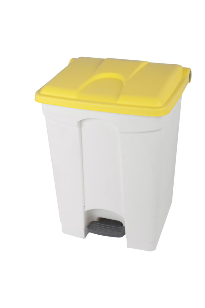 White plastic container 70L yellow lid