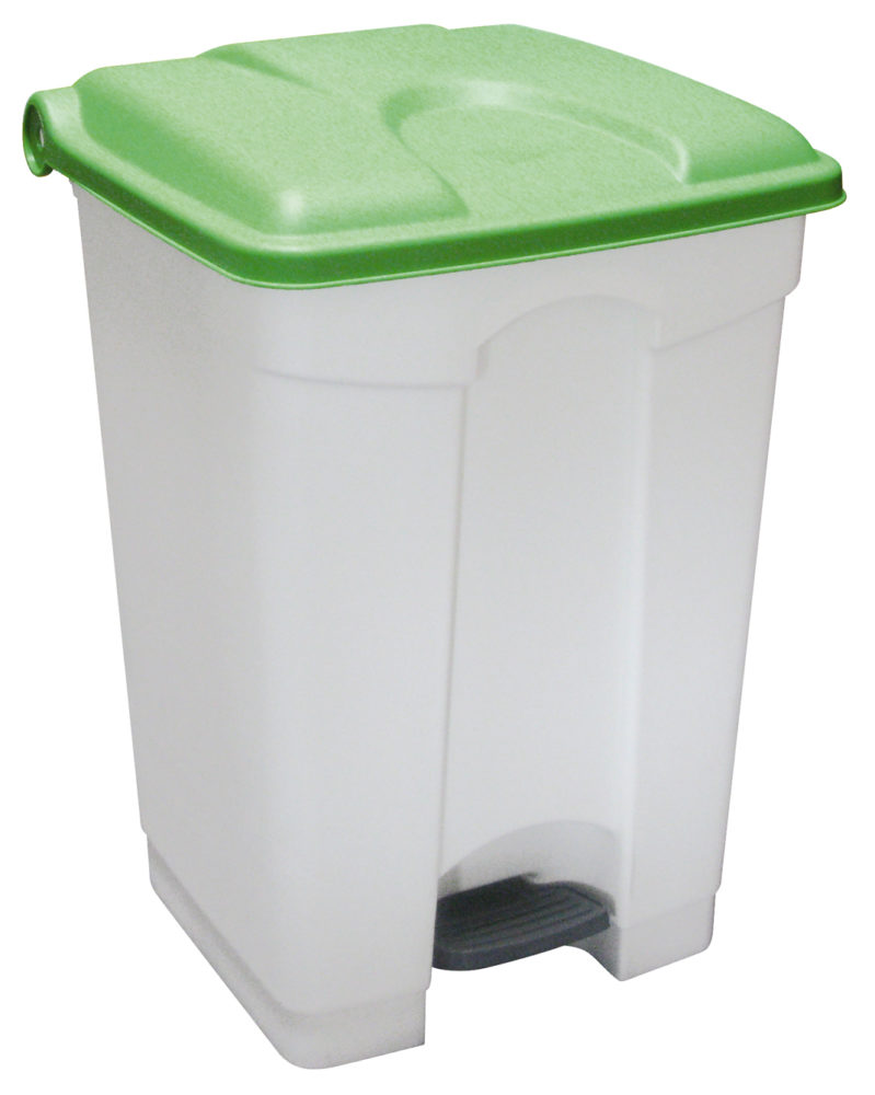 White plastic container 45L green lid