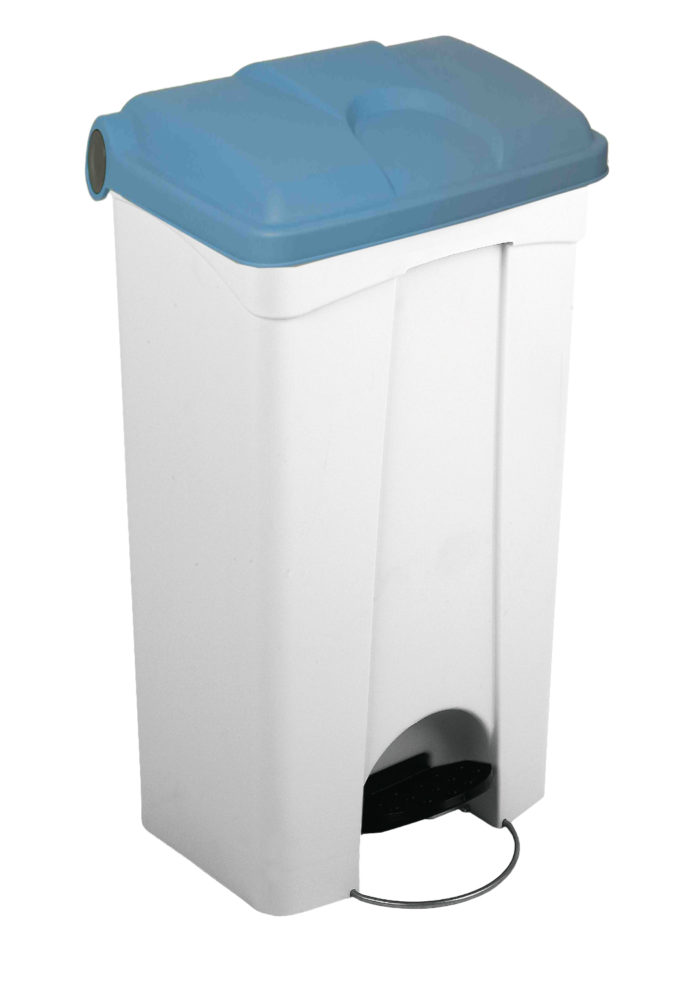 White plastic container 90L blue lid