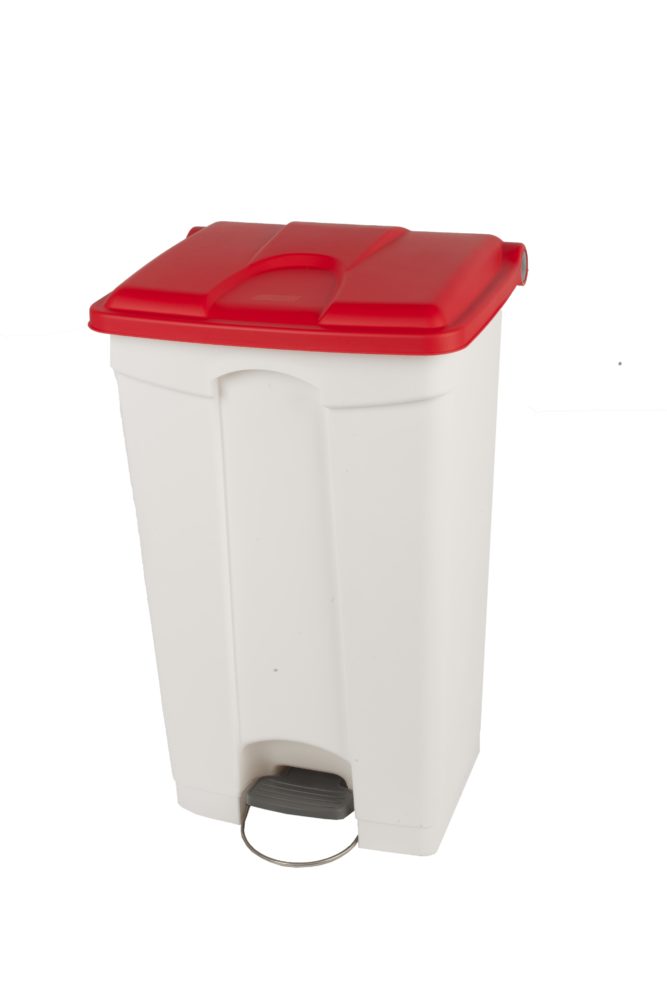 White plastic container 90L red lid - JVD