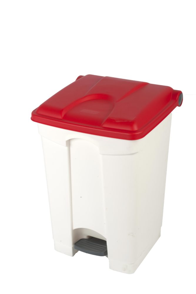 White plastic container 45L red lid